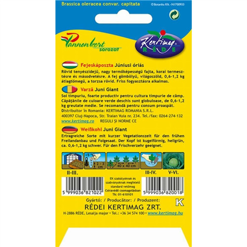 Rédei vetőmag Fejeskáposzta Júniusi óriás "K"