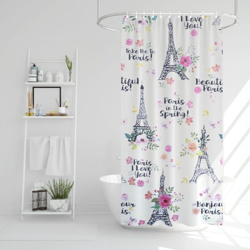 Zuhanyfüggöny 180x180 Eiffel-torony mintás