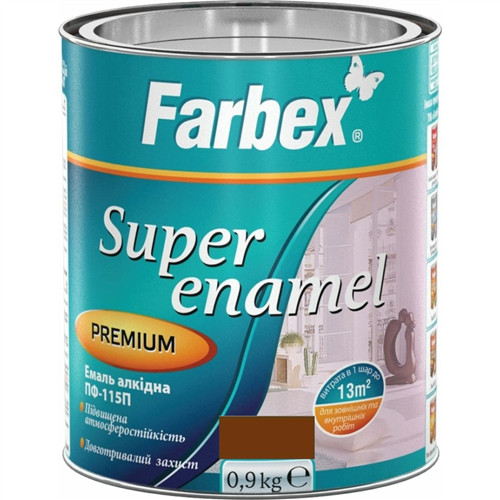 Farbex "Super Enamel PF-115" magasfényű zománcfesték fémre, fára 0,9 kg barna
