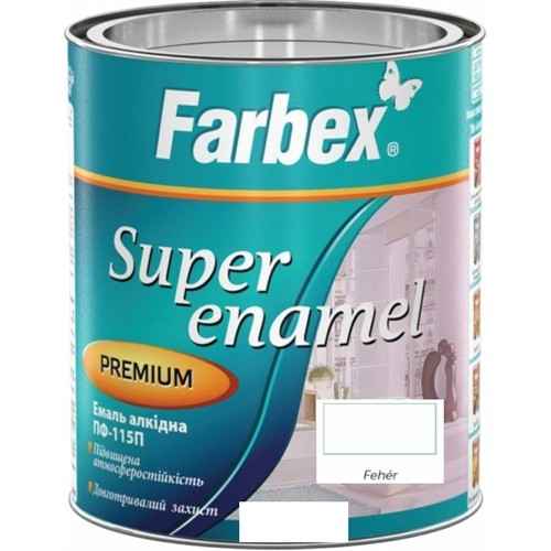 Farbex "Super Enamel PF115" magasfényű zománcfesték fémre, fára 2,8 kg fehér