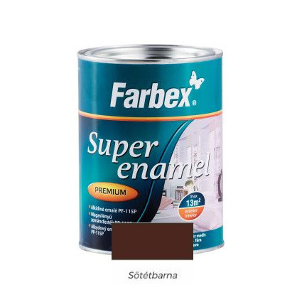 Farbex "Super Enamel PF-115" magasfényű zománcfesték fémre, fára 2,8 kg barna