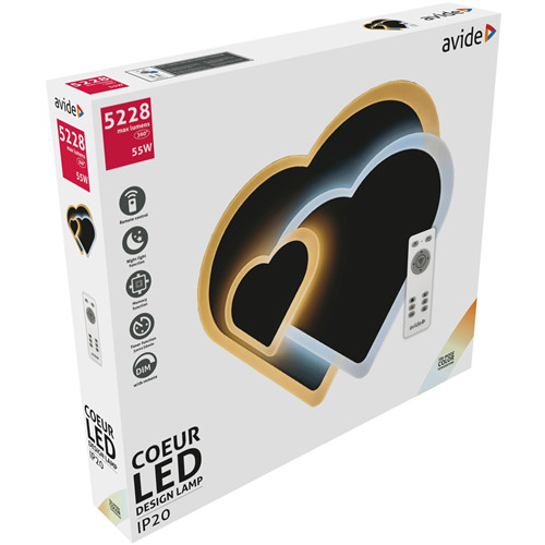 Avide Design mennyezeti lámpa Coeur 55W (27.5+27.5) RF távirányítóval
