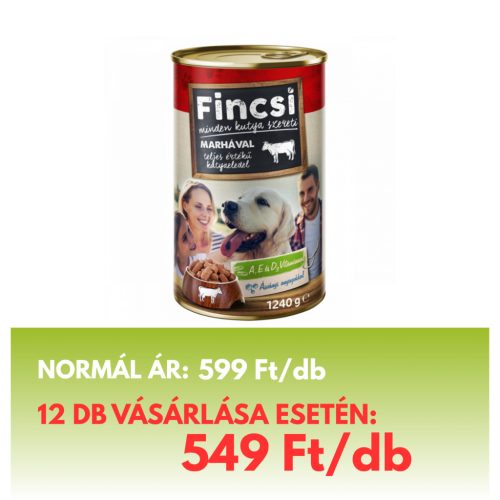 Fincsi nedves kutya eledel marha 1,24kg 56db/raklap