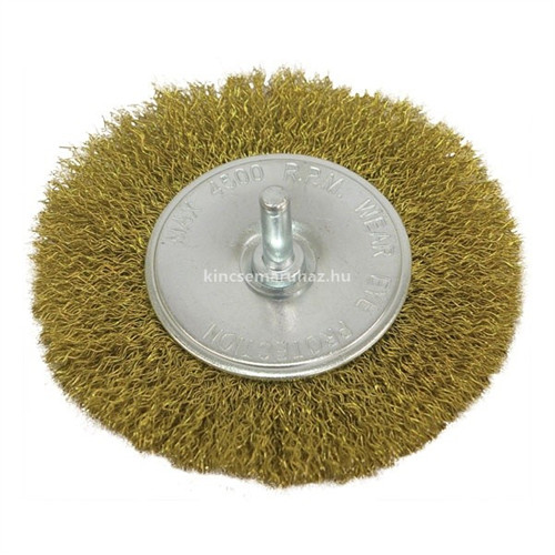 Extol Craft drótcsiszoló körkefe fúróba 100 mm, 6 mm-es csap, rezezett, hullámos szállal