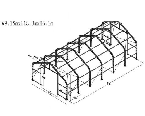 Raktársátor Ház formájú 9,15x18,3x6,1