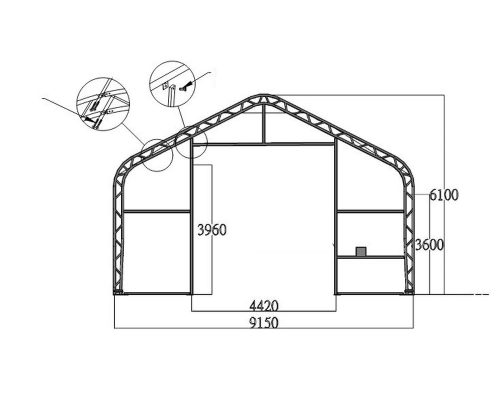 Raktársátor Ház formájú 9,15x18,3x6,1