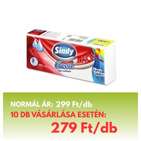  Sindy Classic papírzsebkendő 3 rétegű natúr 100db/csomag, 60cs/gyűjtő, 24 gyűjtő/raklap