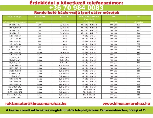 Raktársátor Ház formájú 12,2x24,4x6,4