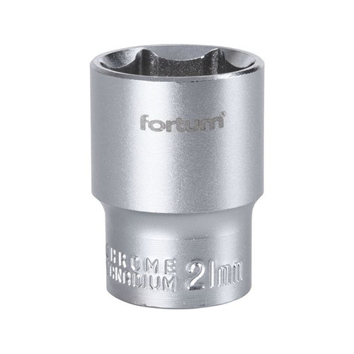 Fortum dugófej, 1/2", 21 mm, 61CrV5, mattkróm, 38 mm hosszúság