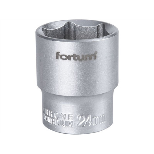 Fortum dugófej, 1/2", 24 mm, 61CrV5, mattkróm, 38 mm hosszúság