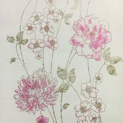 Daisy - Fehér alapon rózsaszín virágos tapéta