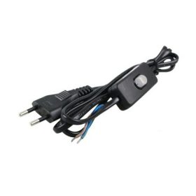 Csatlakozó vezeték euró dugóval kapcsolóval 1,5m fekete