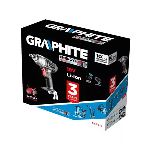 Graphite akkumulátoros ütvecsavarozó Energy+ 18V, Li-ion, 180 Nm, akkumulátor nélkül