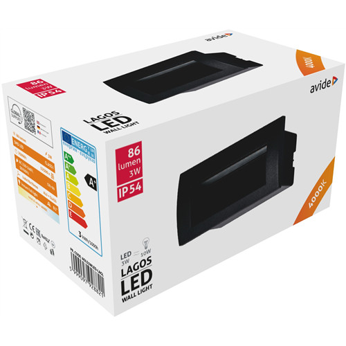 Avide kültéri lépcső lámpa beépíthető Lagos LED 3W NW IP54 14 cm