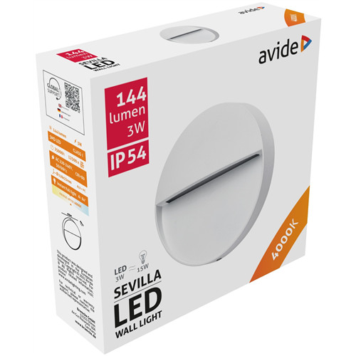 Avide kültéri lépcső lámpa Sevilla LED 3W NW IP54 11 cm