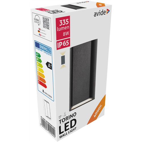 Avide kültéri fali lámpa Torino 2 irányú LED 8W NW IP65