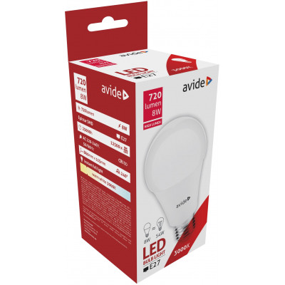 Avide LED Globe izzó A60 8W E27 240° WW 3000K