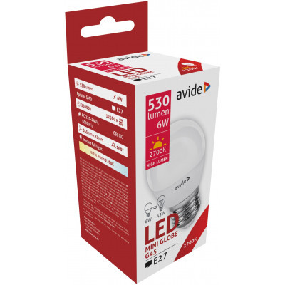 Avide LED Globe Mini izzó G45 6W E27 EW 2700K