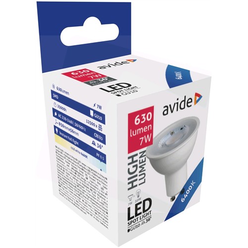 Avide LED Spot Alu+Plastic 7W GU10 36° CW 6400K
