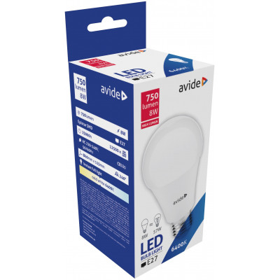 Avide LED Globe izzó A60 8W E27 240° CW 6400K