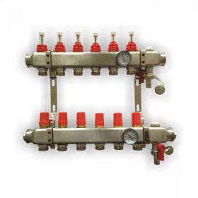   Dunaterm áramlásmérős osztógyűjtő 7 körös 1"-G3/4" felületfűtésre