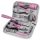 Extol Lady szerszámkészlet 23 db-os, 1/4". 4 dugófej (6-12 mm), fogók, csavarhúzó markolat, mérőszalag, bitek, rózsaszín