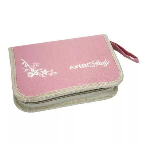 Extol Lady szerszámkészlet 23 db-os, 1/4". 4 dugófej (6-12 mm), fogók, csavarhúzó markolat, mérőszalag, bitek, rózsaszín