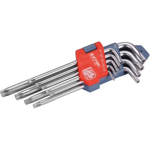 Torx kulcs klt., 6601 CV. ; 9db, lyukas, T10,15,20,25,27,30,40,45,50, bliszteren