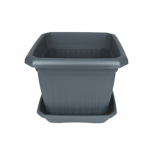 Szögletes virágcserép 40cm antracit + szögeletes alátét 35cm antracit