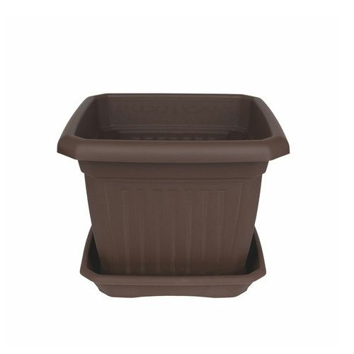 Szögletes virágcserép 30cm s.barna + szögletes alátét 26,5cm s.barna