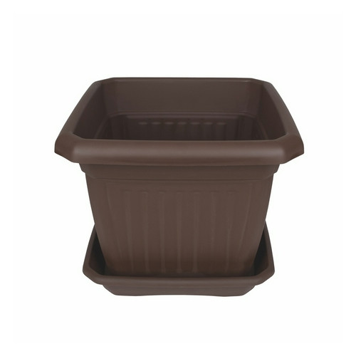 Szögletes virágcserép 40cm s.barna + szögletes alátét 35cm s.barna