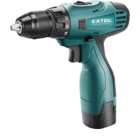   Extol Industrial akkumulátoros fúrócsavarozó, 14,4V, Li-ion, 2 db akkumulátor, 1 db töltő, 2000 mAh, 33/16 Nm