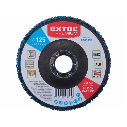 Extol Premium csiszolókorong (négertárcsa) 125x22 mm, üvegszálas hátlap, nylon és szilícium-karbid