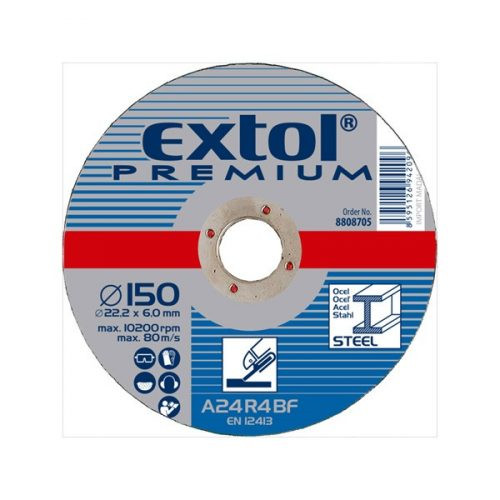 Extol Premium csiszolókorong acélhoz, 115x6,0x22,2 mm, kék