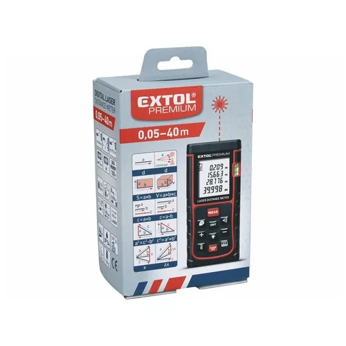 Extol Premium távolságmérő, digitális lézeres, mérési tartomány: 0,05-40 m, pontosság: +/- 1,5 mm, 98 g