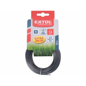   Extol Premium damil szegélynyíró géphez, 1,6 mm, négyszög keresztmetszet, fekete közép/dual power, 15 m