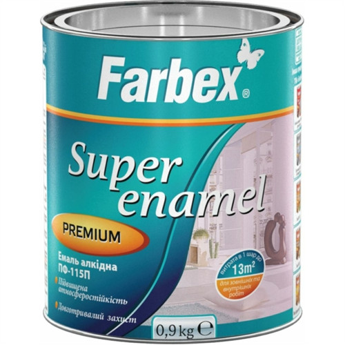 Farbex "Super Enamel PF-115" magasfényű zománcfesték fémre, fára 2,8 kg fekete