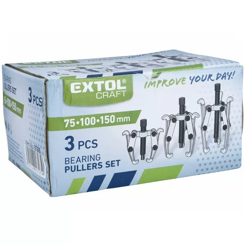 Extol Craft csapágylehúzó készlet, krómozott, 75 mm 2 karmú, 100 mm 3 karmú, 150 mm 3 karmú
