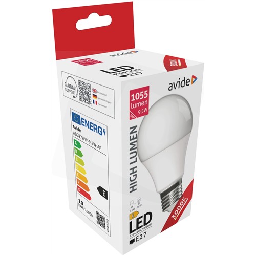 Avide LED Globe izzó A60 9,5W E27 WW 3000K