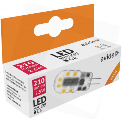 Avide LED izzó 2,5W G4 160° NW 4000K fekvő