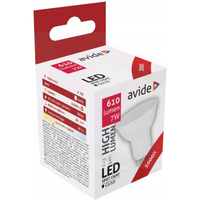 Avide LED Spot Alu+plastic 7W GU10 WW 3000K