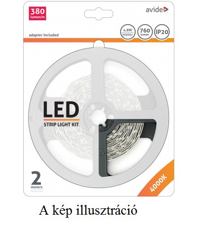 Avide LED szalag bliszter 12V 4,8W SMD2835 60LED 4000K IP20 2 m