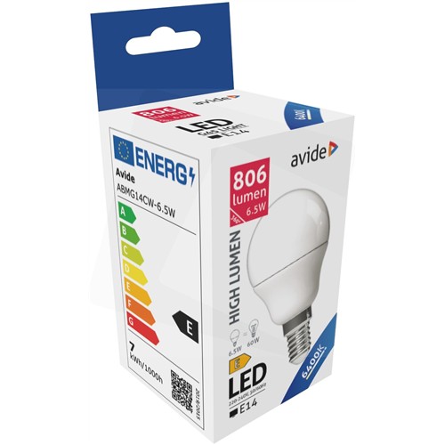 Avide LED Globe Mini izzó G45 6,5W E14 CW 6400K