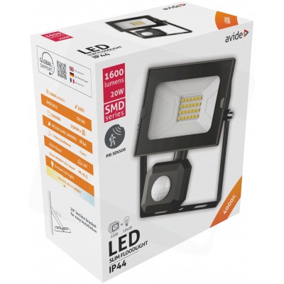 Avide LED reflektor Slim SMD mozgásérzékelős 20W NW 4000K PIR