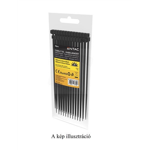 Entac kábelkötegelő 2,5 mm x 100 mm fekete 