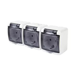   Aquastar földelt csatlakozó aljzat 3-as, átlátszó, IP54, 230V, 16A