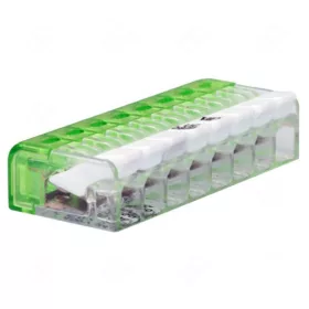   Csavar nélküli vezetékösszekötő, nyitható átlátszó 0,2-2,5 mm2, 24A, 450 VAC, 8P