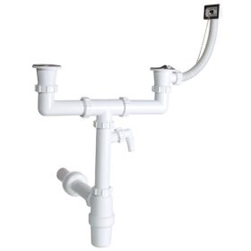   STY-539-7 Kétmedencés mosogatószifon, túlfolyó, 2 leeresztő. mg.csatl