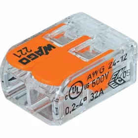   WAGO WAG221-412 vezetékösszekötő oldható 2P 0,2-4mm2 (tömör+sodrott vezetékhez)