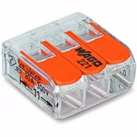   WAGO WAG221-413 vezetékösszekötő oldható 3P 0,2-4mm2 (tömör+sodrott vezetékhez)